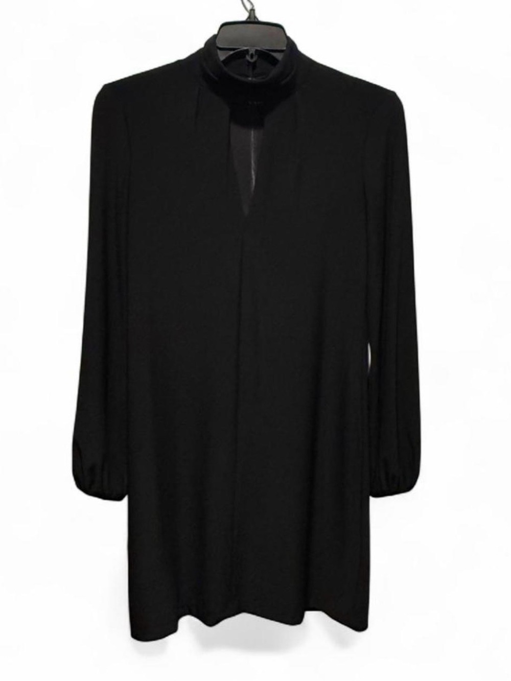 White House Black Market Black Mini Dress with Mock Neck